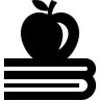 Apple on top of books